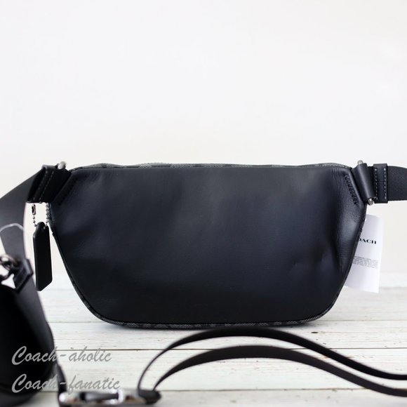 NWT Coach Elias Belt Bag In Signature Canvas Gunmetal/Charcoal - Picture 10 of 13
